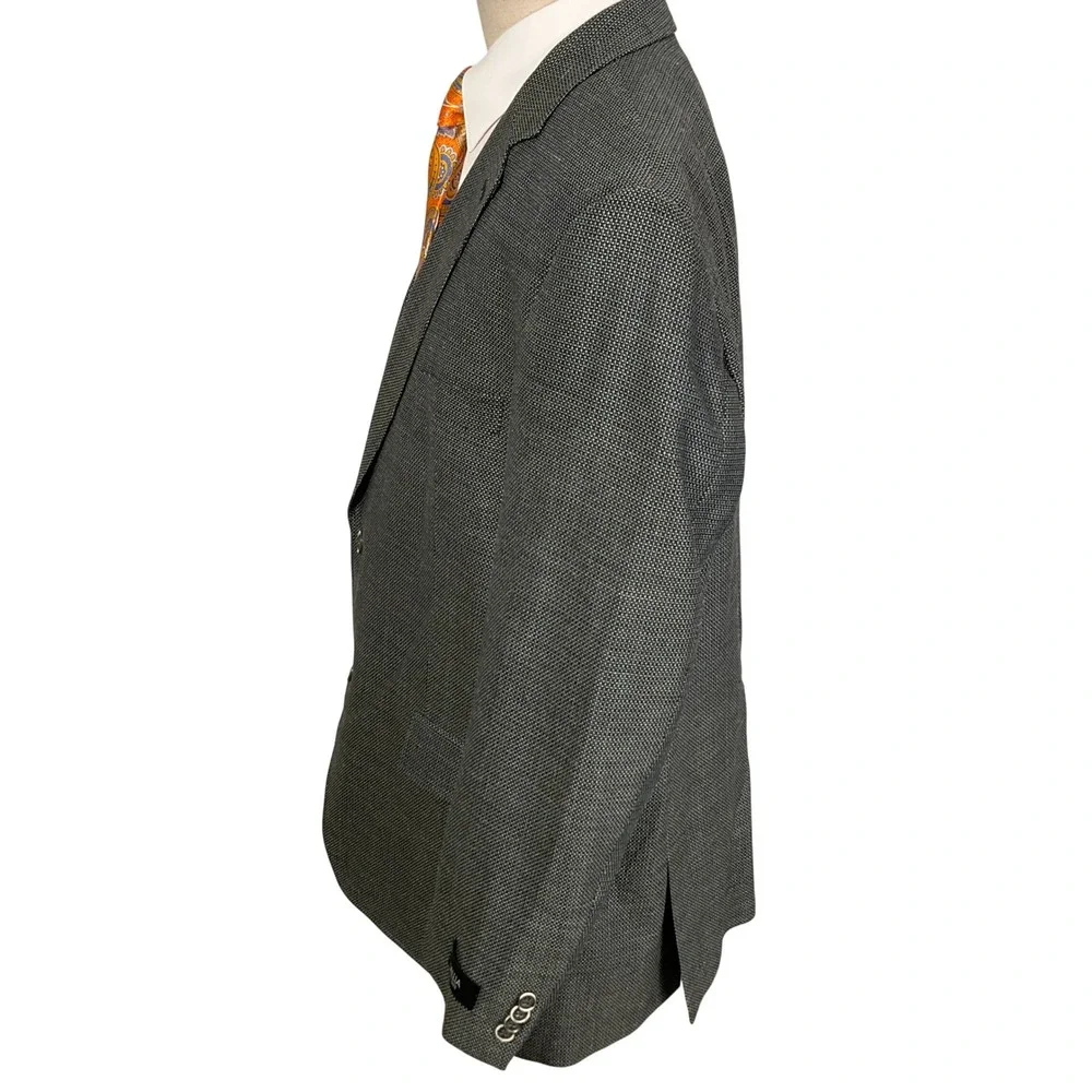 Tallia Blazer Mens 46R Gray Micro Texture Sterling Evening Italian Silk Wool NWT